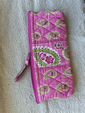 Vera Bradley Pink and Lime Signature pencil case/cosmetic bag Add on to bundle